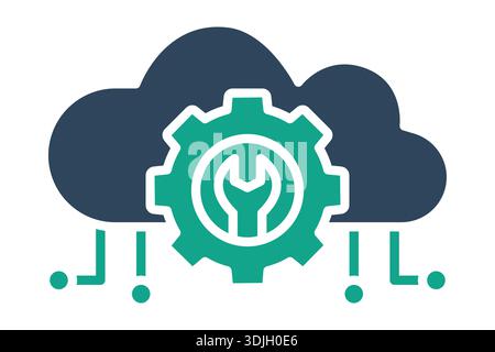 Cloud services icon. solid icon style. icon related to technology. IT support elements vector illustration Stock Vector