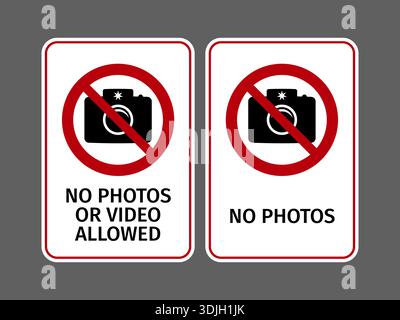 No Photos and Video prohibited signage set Stock Vector