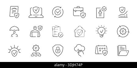Protection icon set. Cyber security, encrypted storage, privacy, network safety symbols. Information technology concept Stock Vector