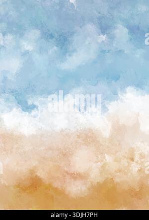 Beach themed hand painted watercolour background design Stock Vector