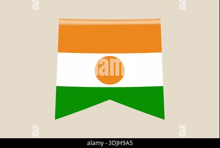 Niger Flag vector illustration in a glossy pennant shape, representing national pride and patriotic symbolism for design.. Stock Vector