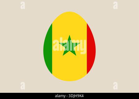 Senegal flag vector icon designed in a simple egg shape, a modern national symbol for Easter or holiday celebrations.. Stock Vector
