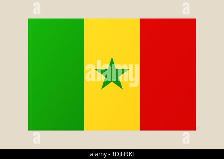 Official Flag of Senegal vector illustration isolated on a simple background for patriotic national representation.. Stock Vector
