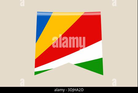 Seychelles national flag rendered as a glossy vertical banner icon, a patriotic symbol for travel and holidays.. Stock Vector