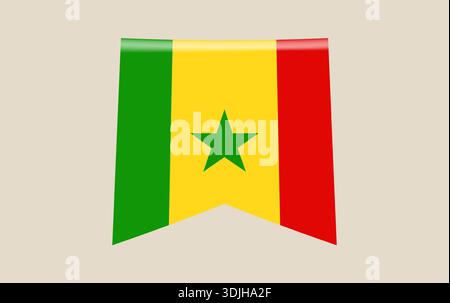 Senegal flag banner vector icon with a glossy effect isolated for national holidays and patriotic design elements.. Stock Vector