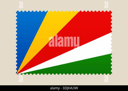 Seychelles National Flag Illustrated as a Postage Stamp on an Isolated Background for Patriotic Design.. Stock Vector