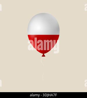 Realistic vector balloon with the Poland flag floating on a string for a patriotic national holiday celebration.. Stock Vector