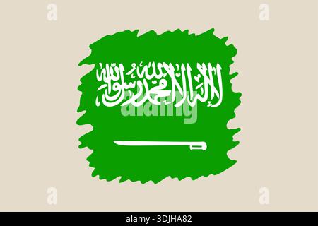 Vector Flag of Saudi Arabia designed with a grunge ink splatter for national holiday graphics and patriotic themes.. Stock Vector