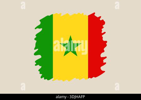 Senegal flag presented in a hand-drawn brush style, a modern vector illustration celebrating national pride and heritage.. Stock Vector