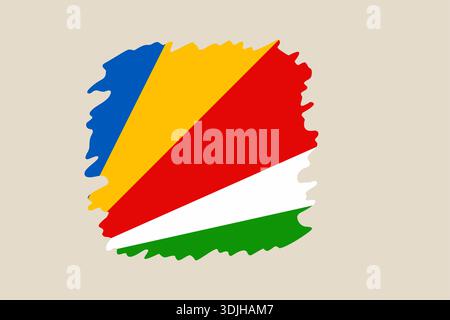 Seychelles national flag vector illustration in an artistic brush stroke style on an isolated neutral background.. Stock Vector