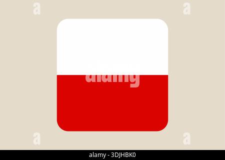 Polish national flag symbol illustrated as a clean vector button icon for web and app design, simple and modern.. Stock Vector