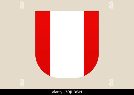 Peruvian Flag within a Heraldic Shield displaying national colors on an isolated background representing patriotism and identity.. Stock Vector