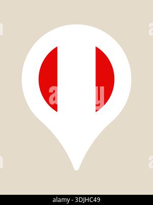 Peru Flag Map Pin Icon Symbolizing a National Location, a Modern Vector for Travel and Destination.. Stock Vector