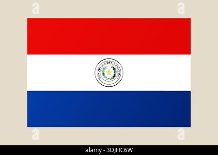Flag of Paraguay with its official coat of arms, a clean vector illustration isolated on a background for patriotism.. Stock Vector