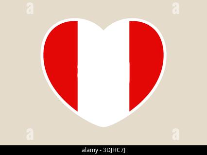 Heart Shaped Flag of Peru Vector Icon Representing Love for the Country for National Holiday or Travel Designs.. Stock Vector