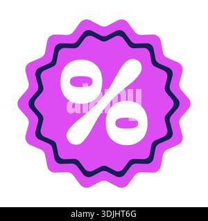 Percent sale sign starburst pink sticker illustration Stock Vector