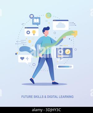 Future Skills and Digital Learning Journey Stock Vector