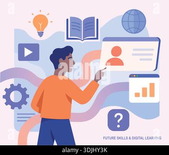 Future Skills and Digital Learning Journey Stock Vector
