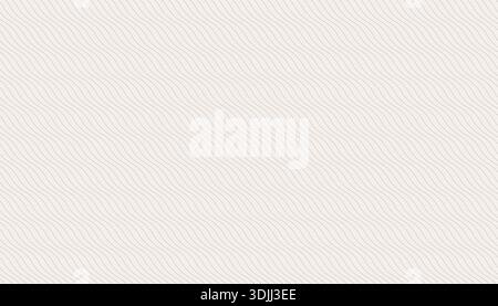 Basic, subtle, seamless pattern of fine, wavy thin lines. Beige diagonal, striped, curly texture. This minimalist abstract background is ideal for mod Stock Vector