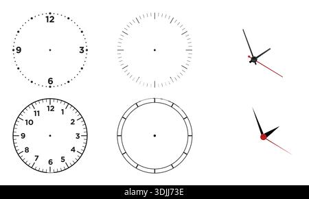 Collection of analog clock faces and clock hands in different styles on ...