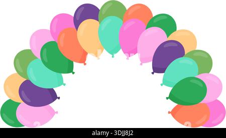 Colorful balloon arch isolated on white background. Flat vector illustration for party and celebration decoration Stock Vector