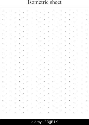 Isometric dot grid sheet template with evenly spaced triangular pattern, technical drawing paper for engineering and design work. Stock Vector