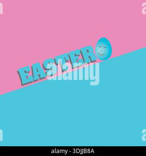 Easter greeting design with colorful egg and bold typography on pastel background, festive holiday celebration illustration. Stock Vector