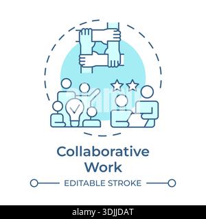 Collaborative work soft blue concept icon Stock Vector