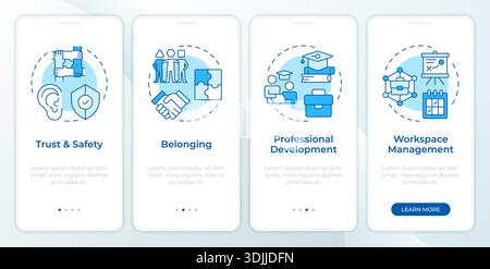 Workplace culture blue onboarding mobile app screen Stock Vector