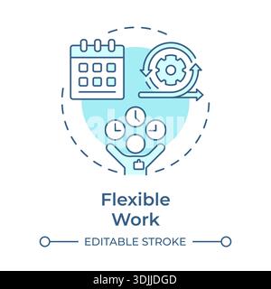 Flexible work soft blue concept icon Stock Vector