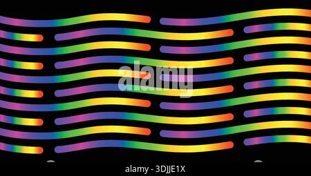 Colorful Abstract Swirl Line Art – Rainbow Gradient Curvy Decorative Design Stock Vector