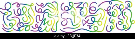 Colorful Abstract Swirl Line Art – Rainbow Gradient Curvy Decorative Design Stock Vector