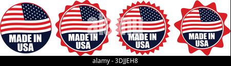 Made in USA Label and Icon – American Product Emblem, USA Badge, Logo Collection Vector Illustration Stock Vector
