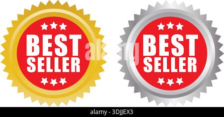 Best Seller Badge Vector Design – Premium Quality Product Label, Marketing Tag, and E-Commerce Promotion Stock Vector