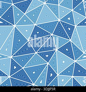 Tileable abstract background. Large triangle size. Multiple repeated inner triangles. Mono-tone style. Repeatable pattern. Trending vector tiles. Stock Vector