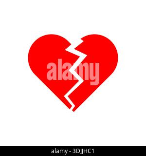 Broken Red Heart Vector love heart broken in two parts isolated on white background Stock Vector