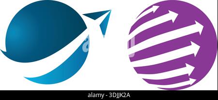 colorful purple sphere icon logo Faster Logo Template vector icon illustration design Free Vector Stock Vector