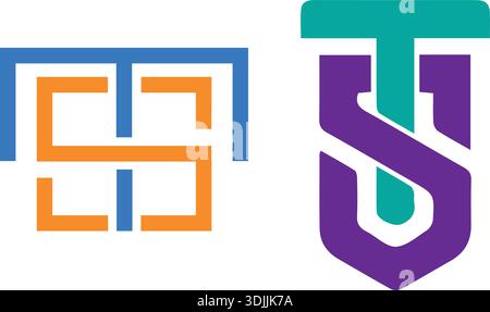Initial TS ST Logo Design Element, Vector Initial Letter Branding Logo Stock Vector