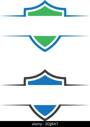 Flat Shield with Ribbon and text logo design Stock Vector