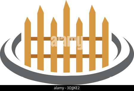 orange vector gardening wooden fence icon in simple flat trendy style isolated on white background Pro Vector Stock Vector