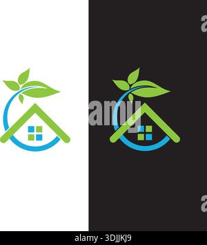 Property investment logo House and leaves, real estate, real estate agent Property Logo Template Stock Vector