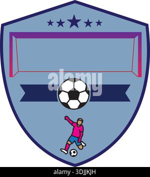 Soccer football club logo with blue and purple-vector Illustration of soccer Stock Vector