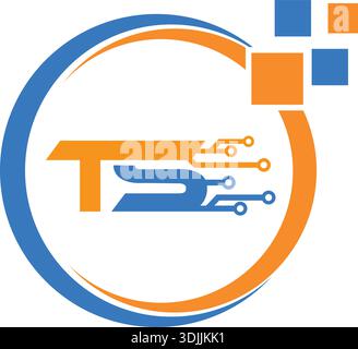 Ts technology logo on the circle vector logo design Stock Vector