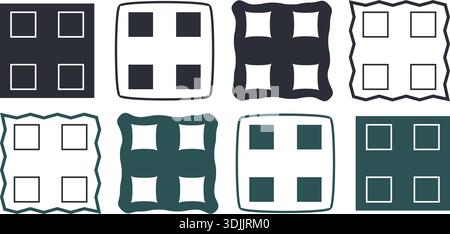 Seamless Geometric Square Block Pattern Set. Modern Minimal Abstract Designs. Stock Vector