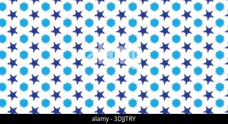 Blue Floral Star Seamless Geometric Pattern, Elegant Repeating Decorative Background. Stock Vector