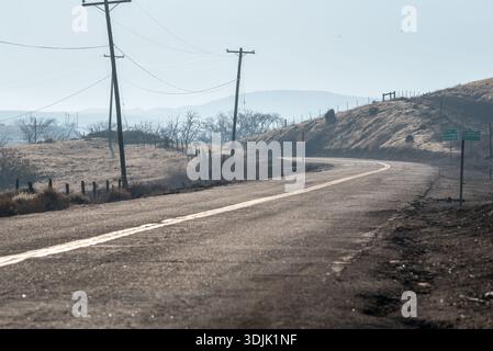 Road in rural Kern County, California, USA. Stock Photo