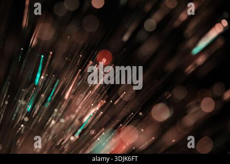 Fiber optical network cable close up with bokeh background Stock Photo