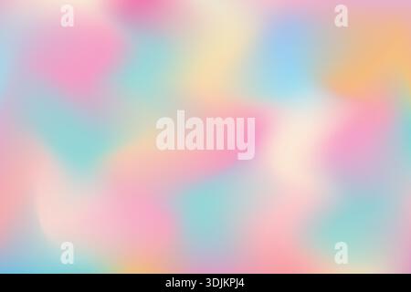 Holographic colorful gradient background. Unicorn pastel fantasy soft backdrop. Iridescent wavy blurred trendy abstract banner Stock Vector