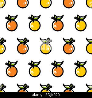 Cartoon Orange Fruit Seamless Pattern Design Stock Vector