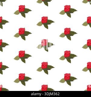 A composition of bright red roses. Seamless pattern. Vector illustration. Stock Vector